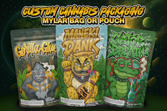 design custom cannabis packaging for mylar bag or weed pouch