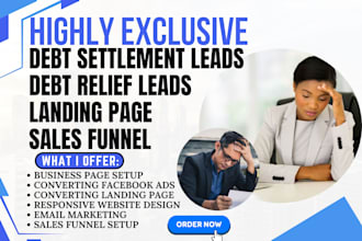 generate converting debt settlement leads debt relief landing page debt website