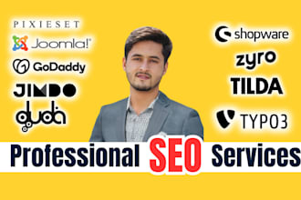 do SEO of joomla zyro godaddy jimdo shopware tilda duda typo3 pixiset websites