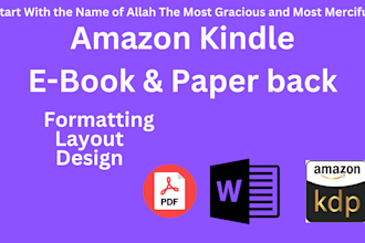 do manuscript formatting of novel or books, ebook, workbook for KDP in ms word