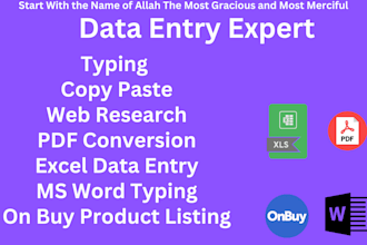 do copy paste typing, web research, excel data entry, typing work job, ms word