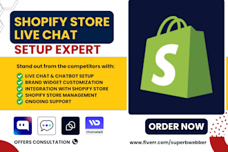setup shopify store live chat tidio chatty willdesk musbu pushdaddy chatra moose
