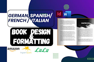 design german manuscript book formatting,  spanish ebook, english, french book