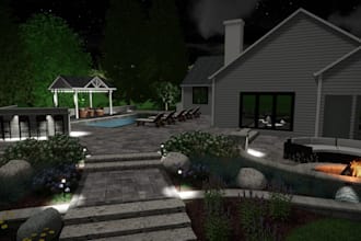 design your landscape, garden, backyard, patio, pool with realistic renders