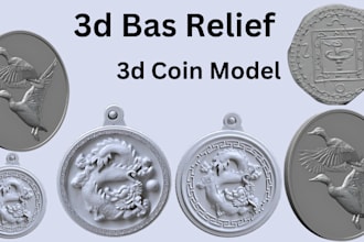 do 3d bas relief coin model 3d medallion bas relief laser engraving 3d printing