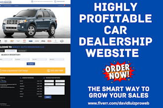 build used car website car dealership website car sales website car part website