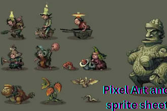 do pixel art, sprite sheet, streaming, tiles, pixel animation, pixel background