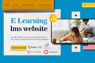design lms website, elearning website on tutor lms, buddyboss, buddypress, eduma