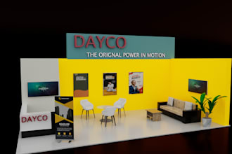 design realistic 3d trade show and booth and exibition stall