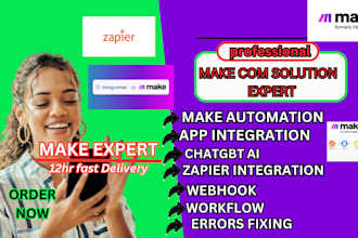 be your make com or make com automation,zapier automation, integromat expert