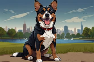 draw pet portrait into cartoon vector