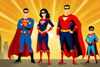 make a family superhero portraits for you