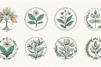 design minimalist line art botanical boho logo