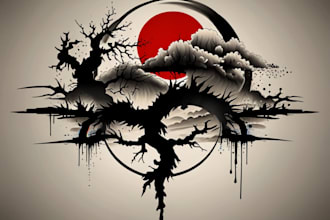 made a professional japanese, asian style tattoo design