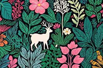 illustrate botanical and animal linocut illustration
