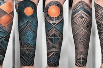 create sleeve tattoo design in geometric style