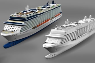 3d ship model 3d yacht animation, cargo ship vessel, boat wrap interior design