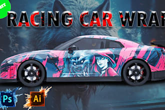 create professional racing car wrap design, sports car wrap,