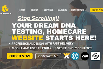 design home care, dna testing, healthcare staffing website on hostinger, wix