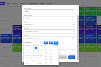 develop a web based drag and drop hotel booking calendar