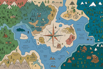 make fantasy map illustration for dnd, novels and games