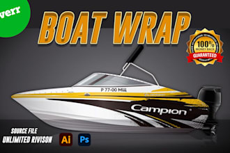 do vehicle wrap,food truck,food trailer,car wrap,van wrap, stunning boat wrap