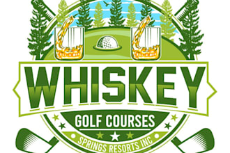 design wonderful whiskey and golf logo