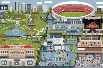 create vector map, city map, site map, event map in illustrator