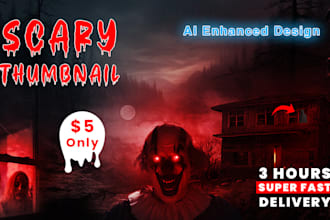 design scary horror youtube thumbnail in 5 hour