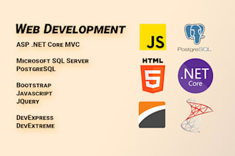develop web application using c sharp, asp dot net core mvc, devextreme, telerik