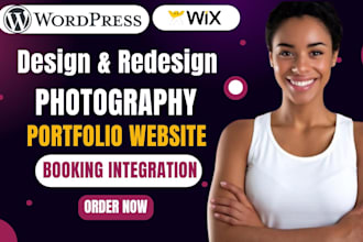 create photography website,portfolio website using wordpress with online booking