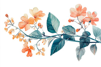 draw botanical illustrations of flowers, plants