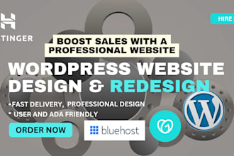 design or redesign wordpress website on hostinger godaddy bluehost ionos