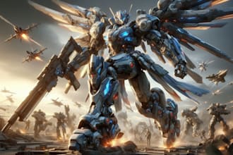 draw high quality robot, mecha concepts