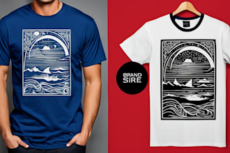 make high quality linocut t shirt design for brands
