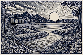 do linocut carving prints style illustration