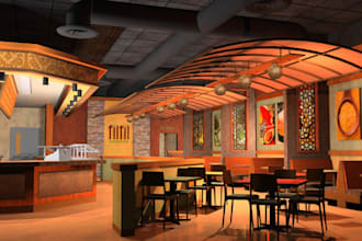 3d interior design, realistic rendering, architexture cafe,3d restaurant design