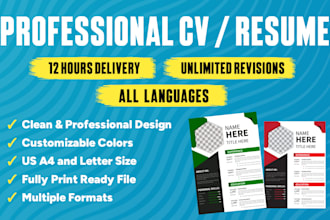 do professional CV design or resume design in 3 hours