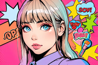 illustrate simple headshot comic pop art portrait