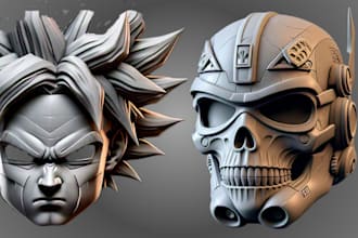 custom 3d mask 3d helmet cosplay, 3d model mask, helmet for cosplay