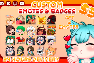 create emotes for twitch kick and discord in 24 hours