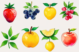 illustrate fruit, plant, or anything in digital watercolor