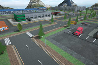 3d transport commercial government buildings,cityscape design,endscape rendering