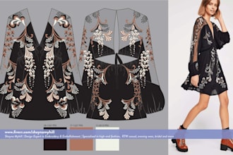 design embroidery tech pack for fashion
