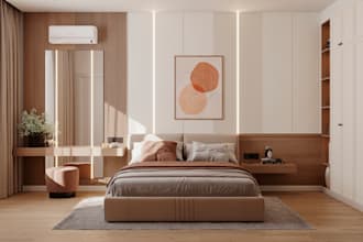do 3d render home decoration living room office design and using corona