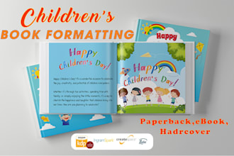 do children book layout design and formatting for amazon kindle, ingramspark