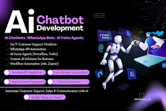 ai chatbots for websites, whatsapp bots, ai voice agents using n8n, voiceflow