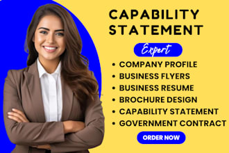 write and design a government capability statement and government resume