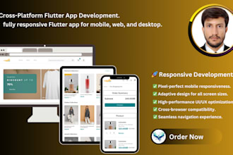 design a responsive flutter UI for android, ios, and web