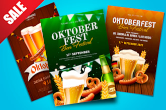 design oktoberfest day flyer, cards, munich post, banner, poster, bavarian menus